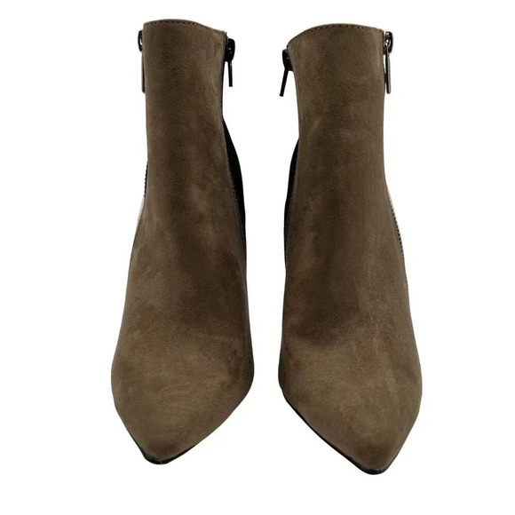 JustFab Remi Womens 7.5 Suede Block Heel Booties Pointed Toe Colorblock Zip Boot - Picture 8 of 16